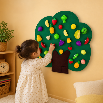 Panel Sensorial "Árbol Frutal" de Fieltro – Juguete Educativo Montessori