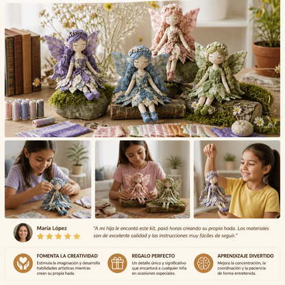 Kit de Costura DIY de Hada para Niños – Crea Encantadoras Muñecas Hada con Tela, Accesorios e Instrucciones