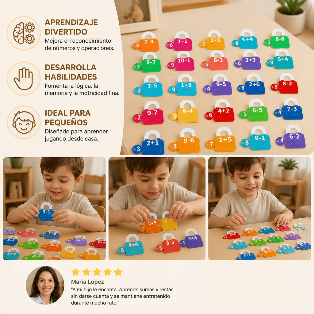 Juego Educativo De Candados Y Llaves Para Aprender Letras Y Matemáticas
