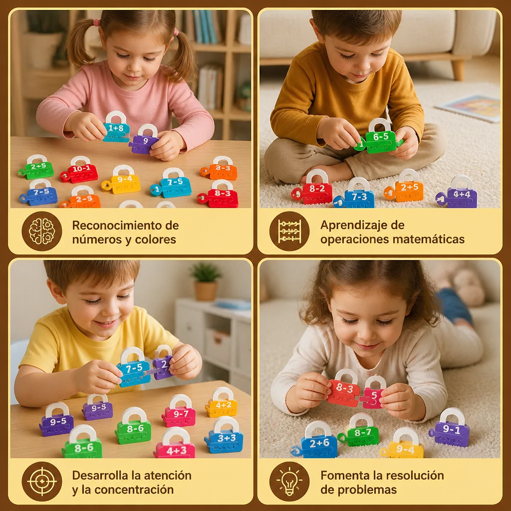 Juego Educativo De Candados Y Llaves Para Aprender Letras Y Matemáticas