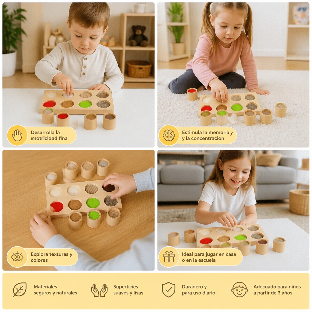 Juego Montessori de Tacto y Texturas – Juguete Sensorial de Aprendizaje