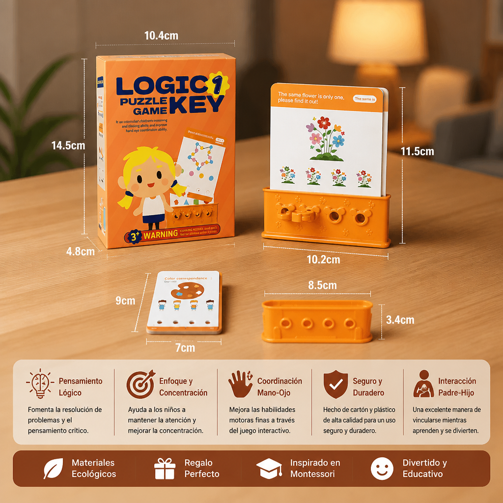 Juego de rompecabezas de llaves de lógica para niños