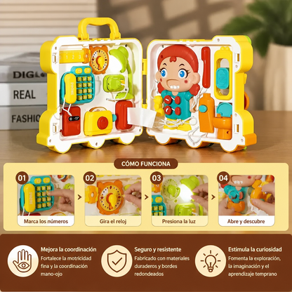 Juguete Busy Board de Autobús para Niños con Actividades y Muñeca