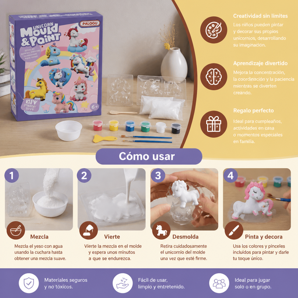 Kit de pintura DIY de animales de yeso – Moldea, pinta y crea un set de manualidades para niños