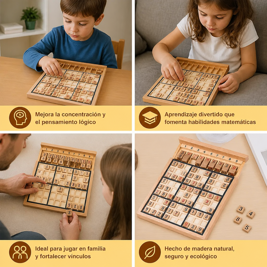Tablero de Sudoku de Madera – Juego Educativo de Lógica y Matemáticas