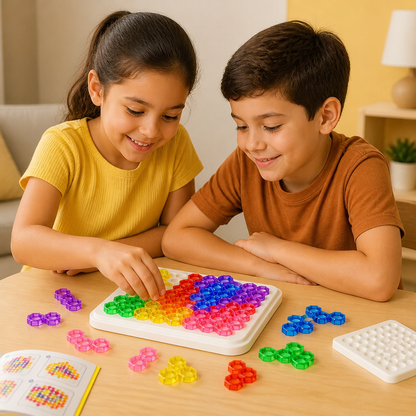 Tablero de Puzzle con Cuentas Arcoíris – Juego de Lógica y Resolución de Problemas