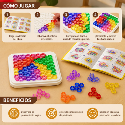 Tablero de Puzzle con Cuentas Arcoíris – Juego de Lógica y Resolución de Problemas