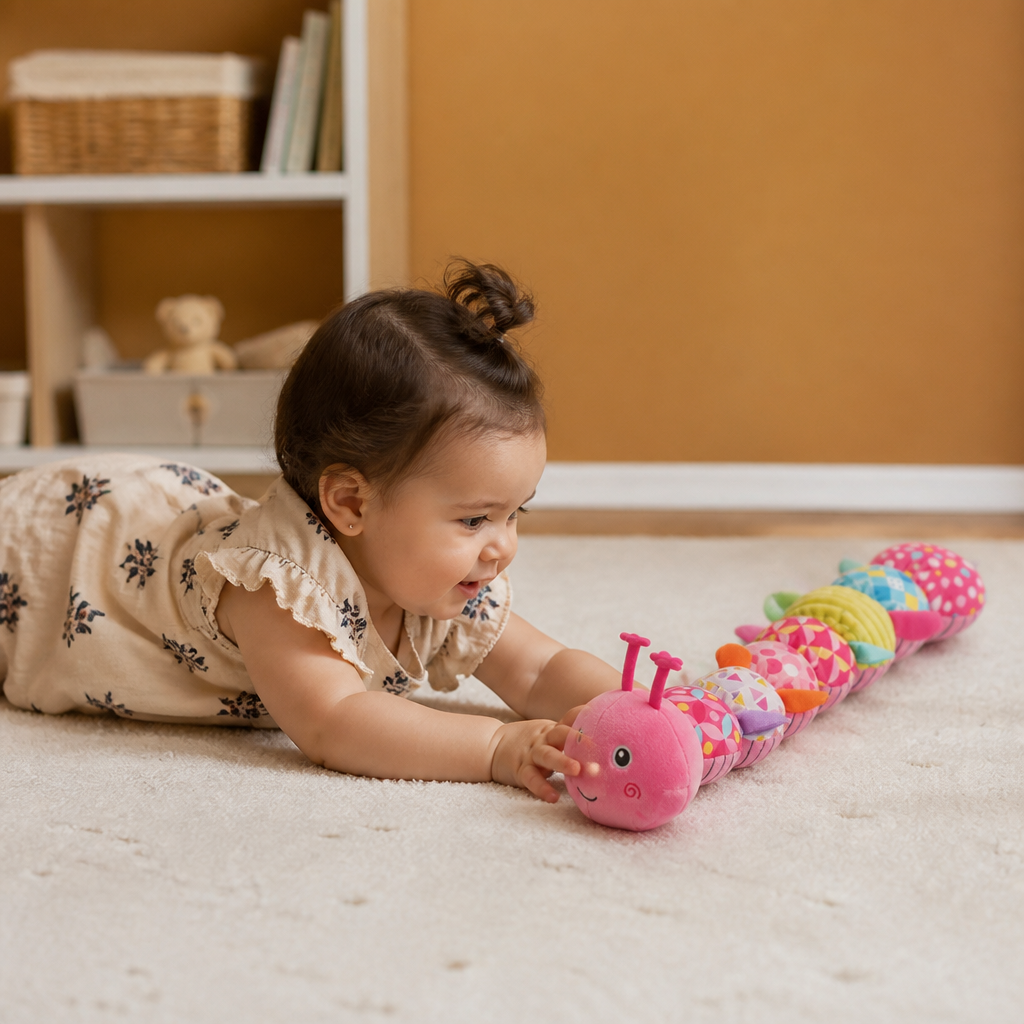 Caterpillar Sensorial de Peluche con Sonajero y Música