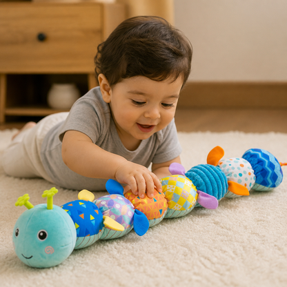 Caterpillar Sensorial de Peluche con Sonajero y Música