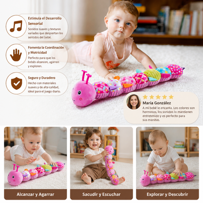 Caterpillar Sensorial de Peluche con Sonajero y Música