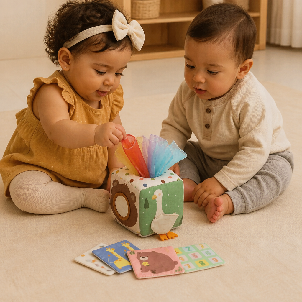 Caja Sensorial Montessori para Bebés – Juguete Suave de Texturas y Sonidos Crujientes