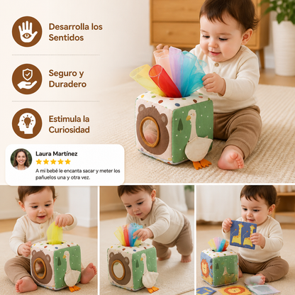 Caja Sensorial Montessori para Bebés – Juguete Suave de Texturas y Sonidos Crujientes