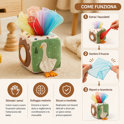 Caja Sensorial Montessori para Bebés – Juguete Suave de Texturas y Sonidos Crujientes