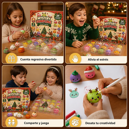Calendario de Adviento con Mini Juguetes Squishy en Forma de Dumplings
