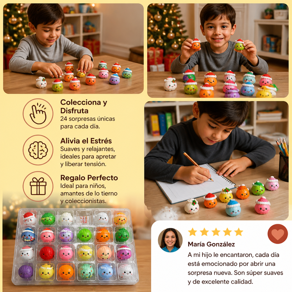 Calendario de Adviento con Mini Juguetes Squishy en Forma de Dumplings