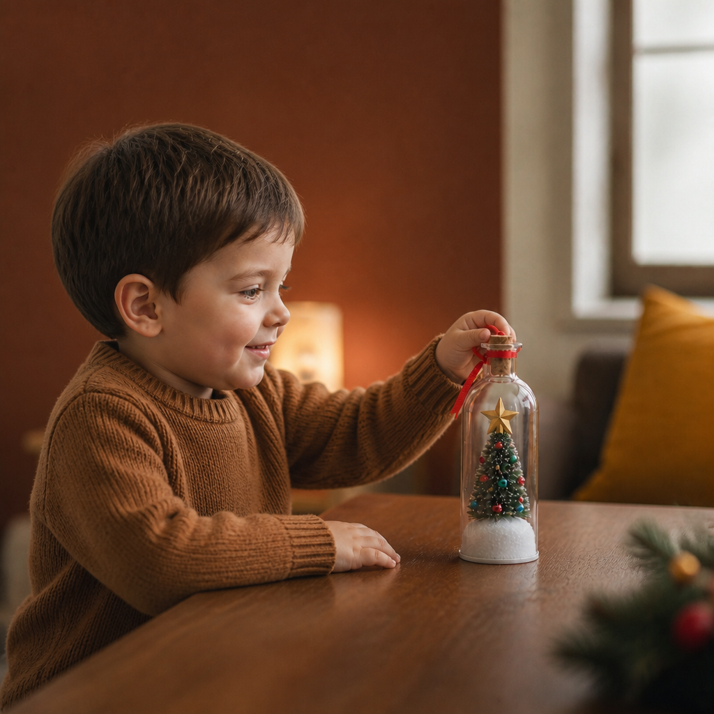 Adorno navideño en forma de botella con mensaje grabable y reproducción de voz