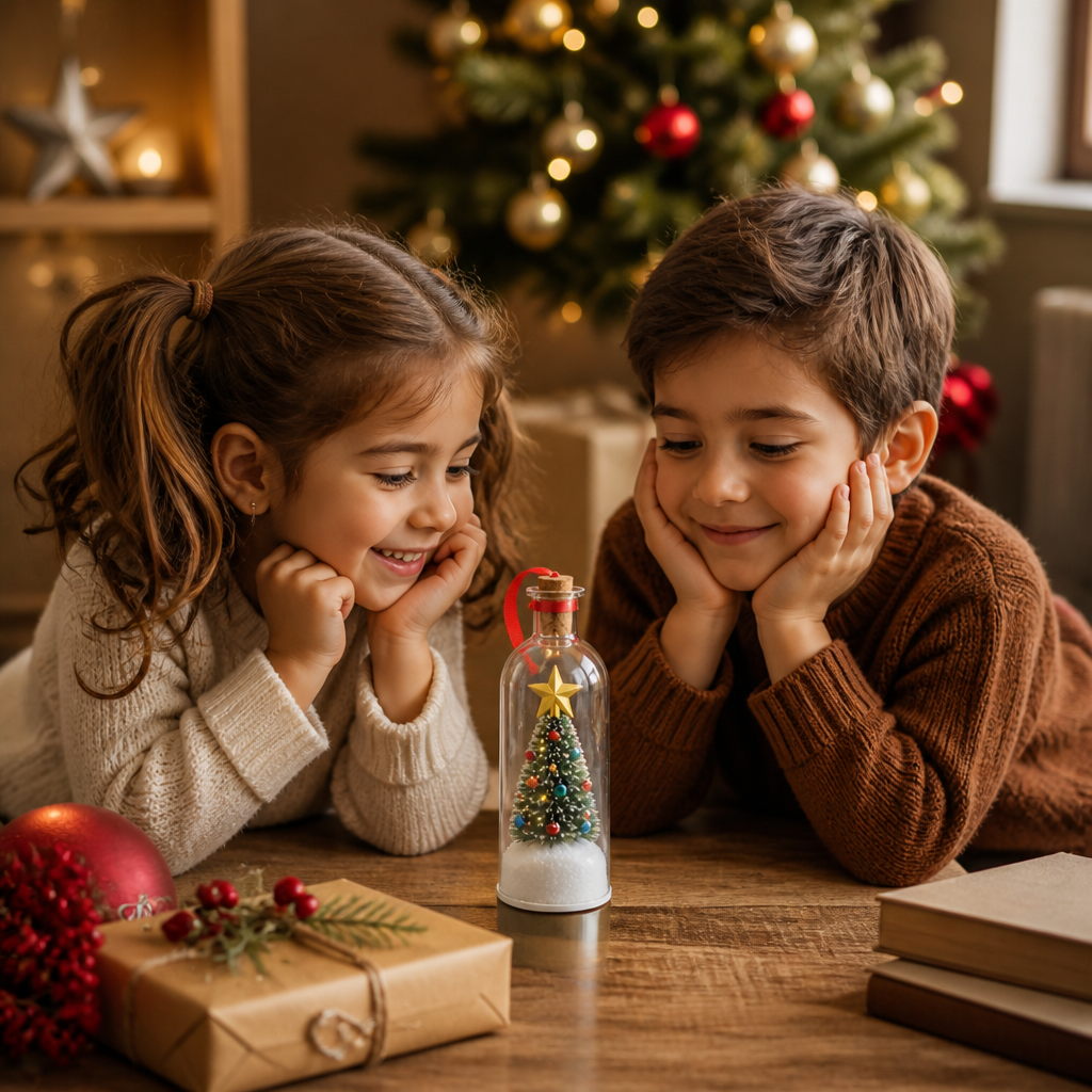 Adorno navideño en forma de botella con mensaje grabable y reproducción de voz