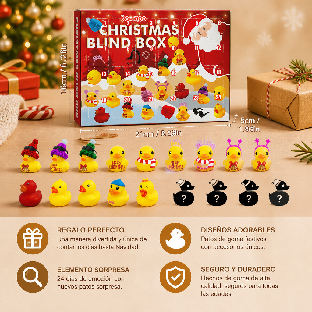 Calendario de Adviento Navideño de Patitos de Goma
