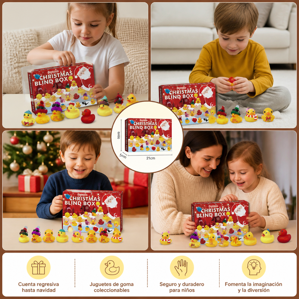 Calendario de Adviento Navideño de Patitos de Goma