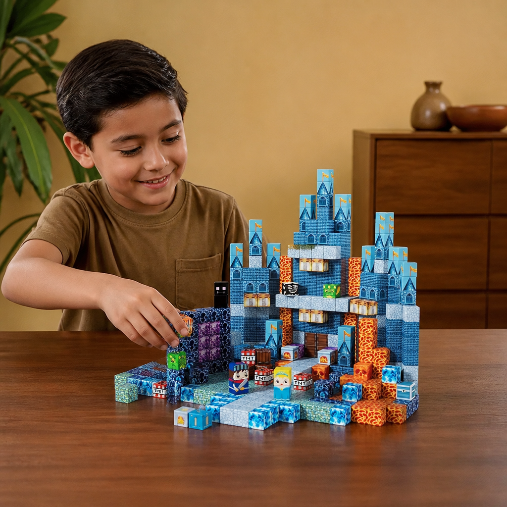 Set de 100 Cubos Magnéticos de Construcción – Juguete de Construcción Montessori STEM para Niños