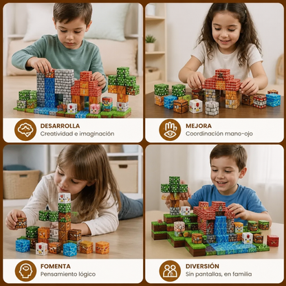 Set de 100 Cubos Magnéticos de Construcción – Juguete de Construcción Montessori STEM para Niños