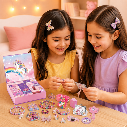 Calendario de Adviento de 24 Días con Accesorios para el Cabello, Pegatinas y Regalos Sorpresa