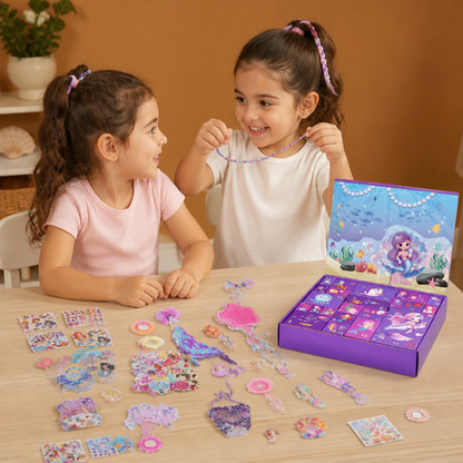 Calendario de Adviento de 24 Días con Sirenas, Accesorios para el Cabello, Pegatinas y Regalos Sorpresa