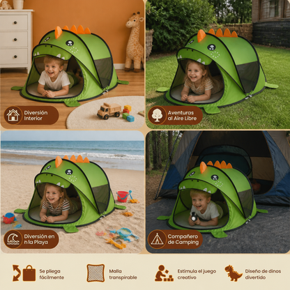 Tienda de Juegos de Dinosaurio Plegable para Niños – Perfecta para los Días Cálidos y los Momentos de Juego Acogedores