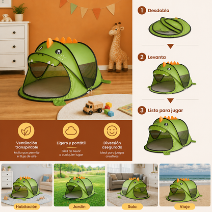 Tienda de Juegos de Dinosaurio Plegable para Niños – Perfecta para los Días Cálidos y los Momentos de Juego Acogedores