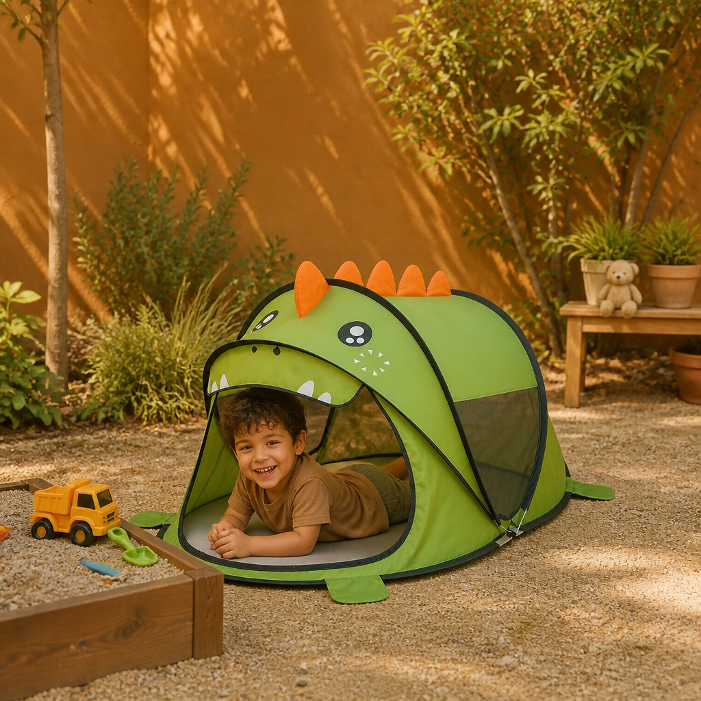 Tienda de Juegos de Dinosaurio Plegable para Niños – Perfecta para los Días Cálidos y los Momentos de Juego Acogedores