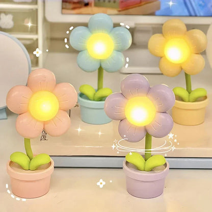 Linda Lámpara De Noche De Flores Para Niños - Lámpara De Mesa Led En Diseño De Flores Para La Habitación De Los Niños