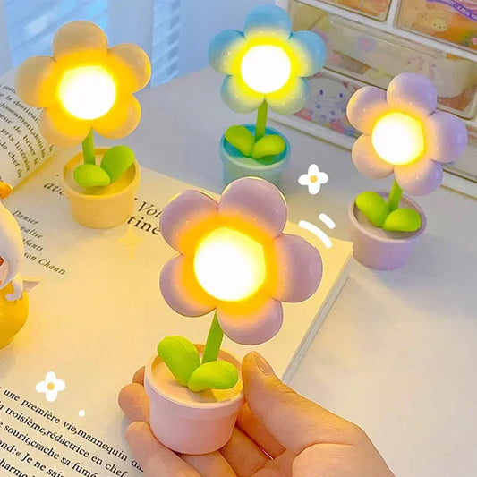 Linda Lámpara De Noche De Flores Para Niños - Lámpara De Mesa Led En Diseño De Flores Para La Habitación De Los Niños