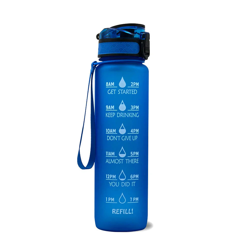 Botella De Agua Motivacional Con Información Horaria