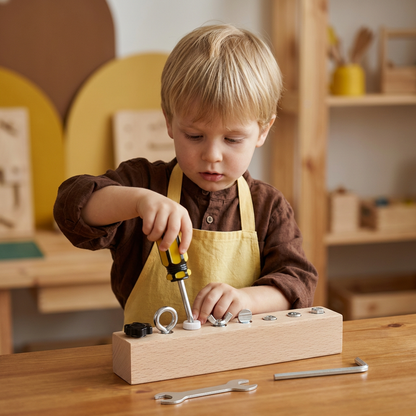 Juego de tornillos de madera Montessori – entrenamiento de motricidad fina y concentración para niños