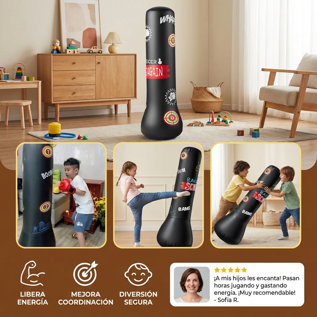 Saco de boxeo inflable para niños con relleno de agua