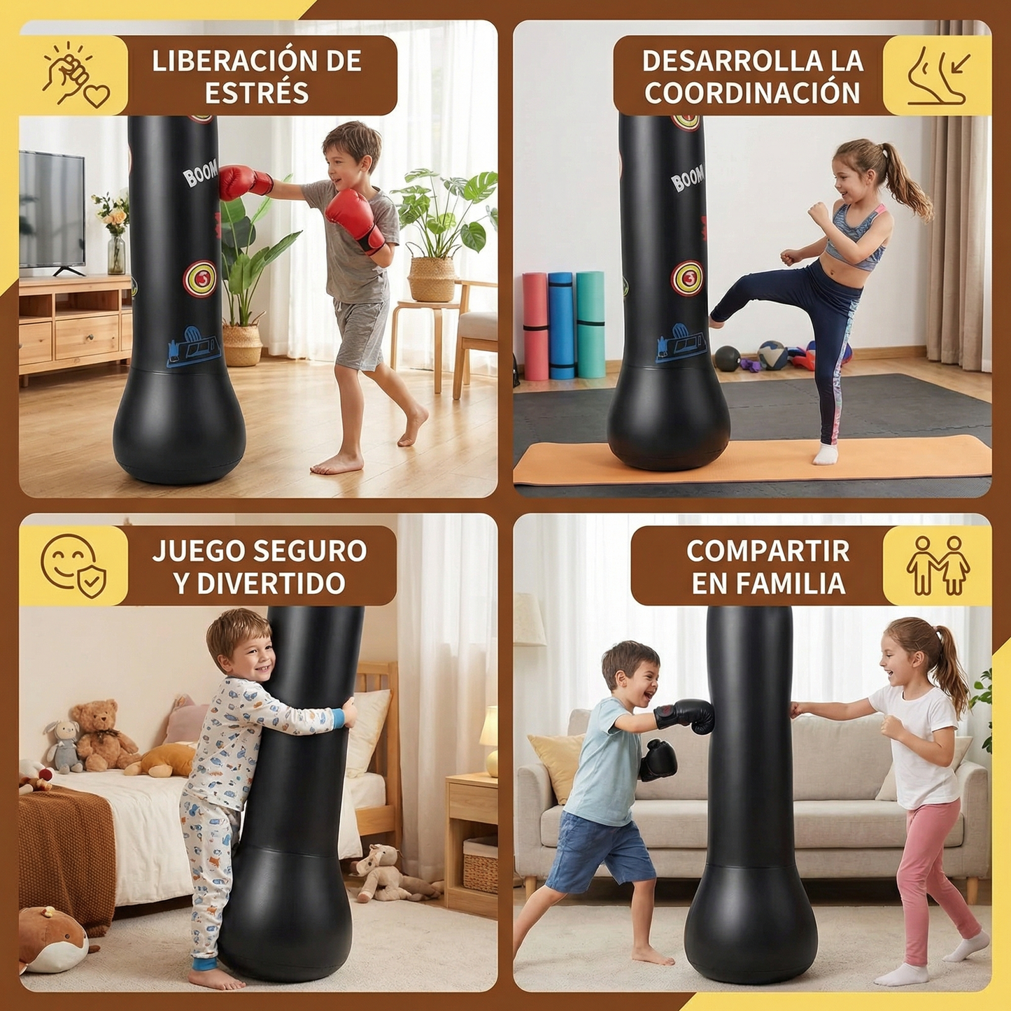 Saco de boxeo inflable para niños con relleno de agua