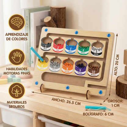 Tablero magnético de madera para contar ⎜ Juego de clasificación de colores con bolígrafo para el aprendizaje temprano y la motricidad fina