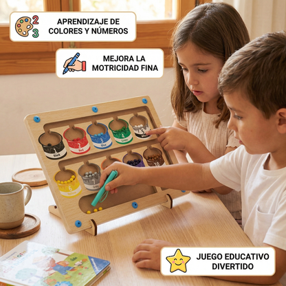 Tablero magnético de madera para contar ⎜ Juego de clasificación de colores con bolígrafo para el aprendizaje temprano y la motricidad fina