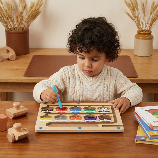 Tablero magnético de madera para contar ⎜ Juego de clasificación de colores con bolígrafo para el aprendizaje temprano y la motricidad fina