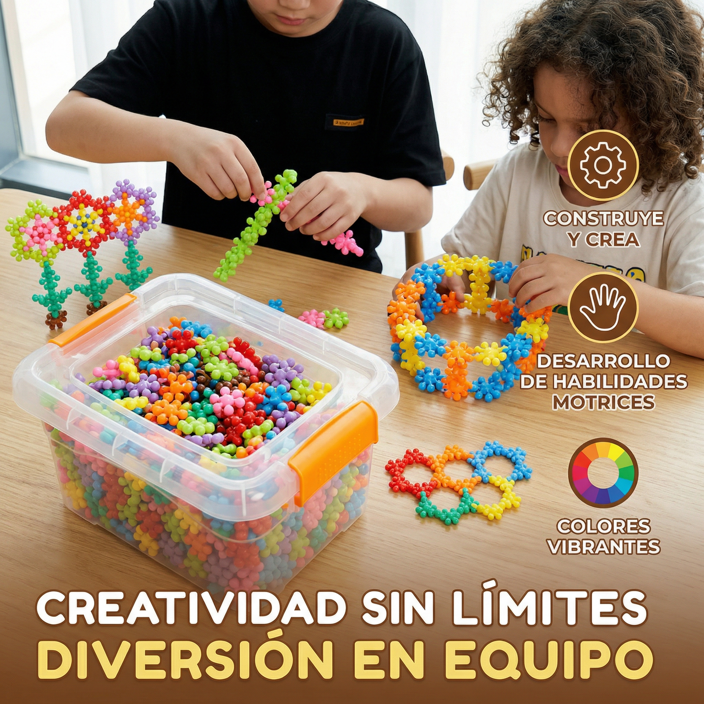 Bloques de construcción de copos de nieve para niños ⎜ Juguete creativo de rompecabezas 3D para diversión educativa y motricidad fina