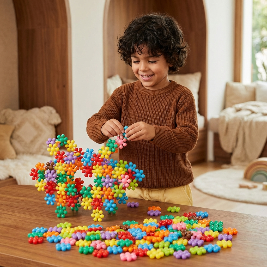 Bloques de construcción de copos de nieve para niños ⎜ Juguete creativo de rompecabezas 3D para diversión educativa y motricidad fina