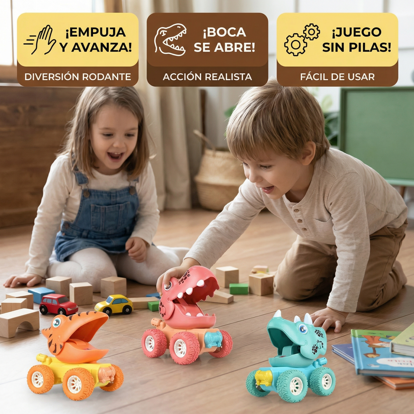 Camiones Monstruo Dino Push & Drive