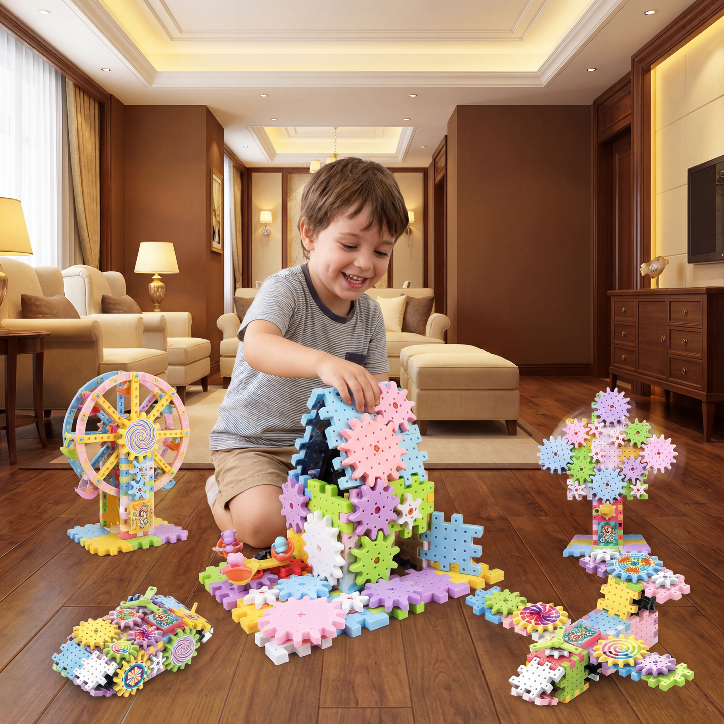 Bloques de construcción de engranajes mecánicos para niños | Juguete eléctrico STEM para juego creativo y diversión de educación temprana