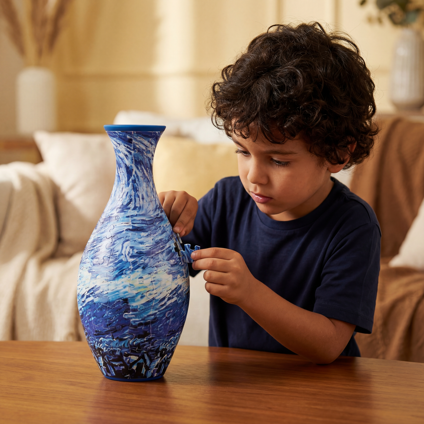 Elegante jarrón 3D de rompecabezas – Apto para flores reales