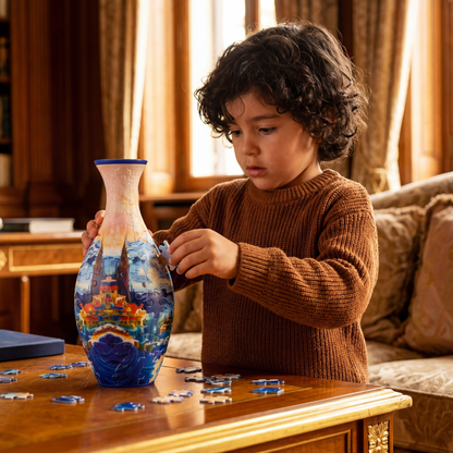 Elegante jarrón 3D de rompecabezas – Apto para flores reales