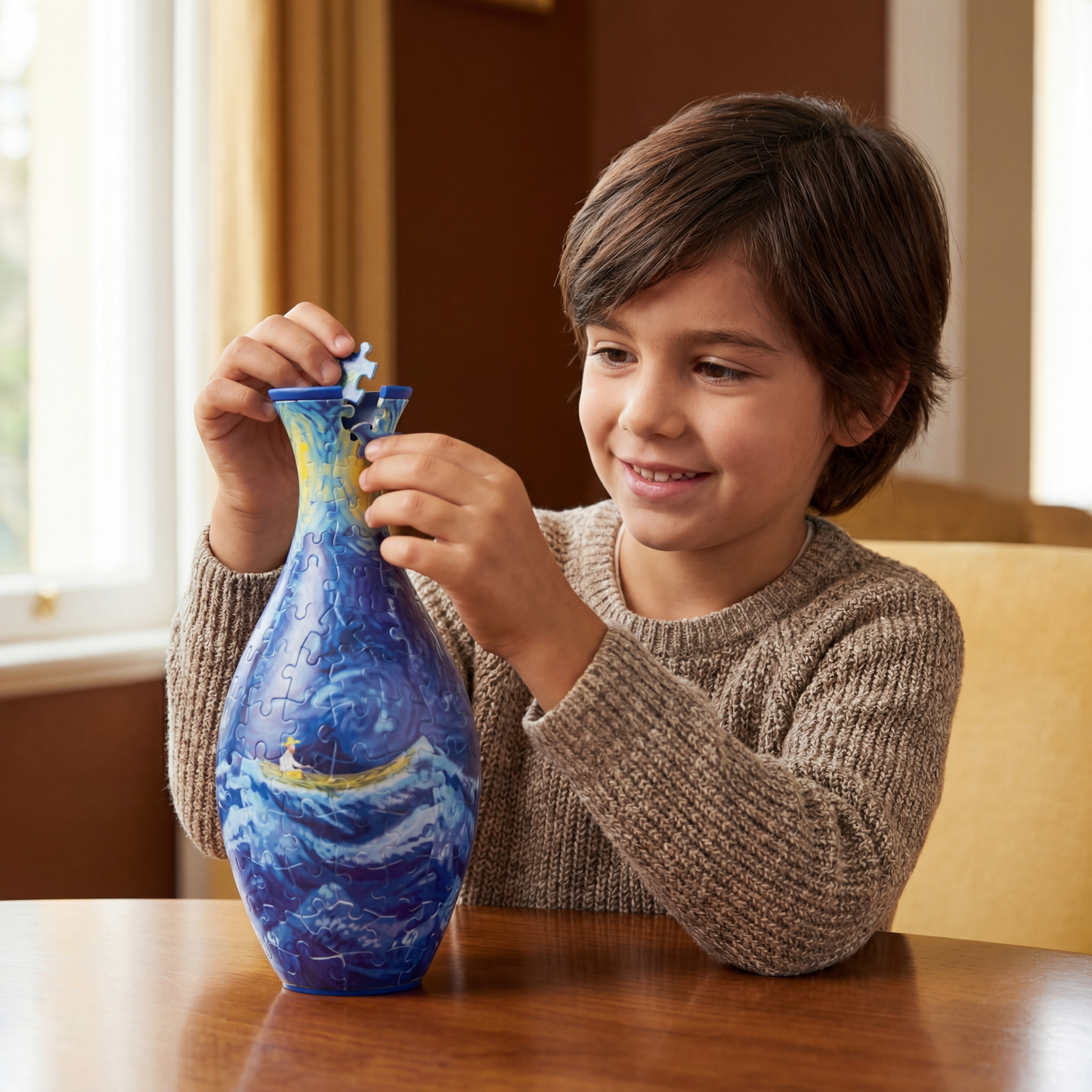 Elegante jarrón 3D de rompecabezas – Apto para flores reales