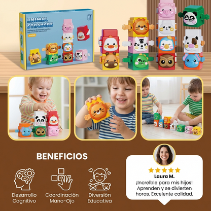Juego de construcción Montessori pedagógico con animales apilables