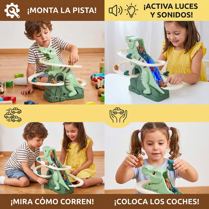 Diversión de montaña rusa deslizante de dinosaurio