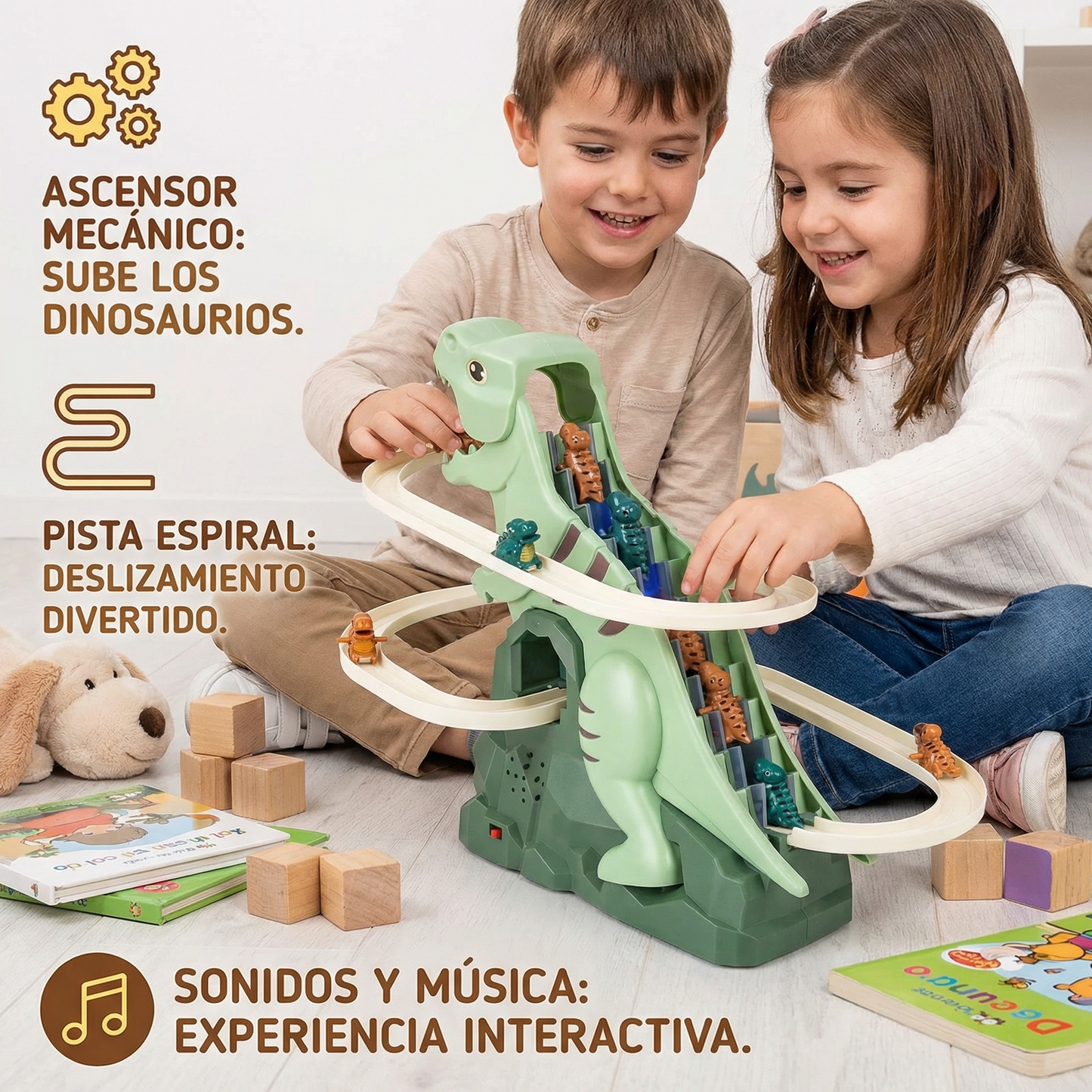 Diversión de montaña rusa deslizante de dinosaurio