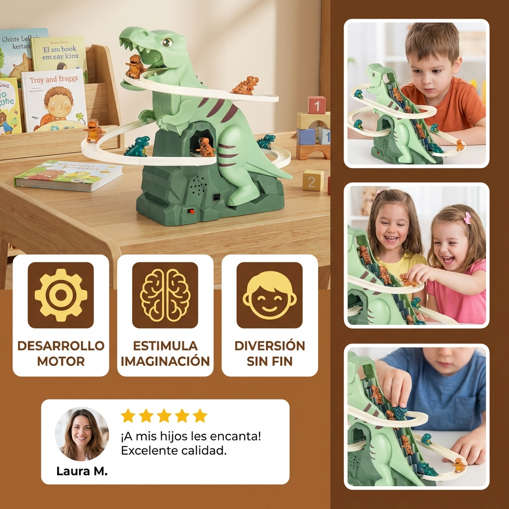 Diversión de montaña rusa deslizante de dinosaurio